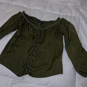 Green silk top